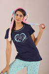 Sweet Moon Knit Cotton Pyjama Set - Skyblue Navyblue — thumbnail 5